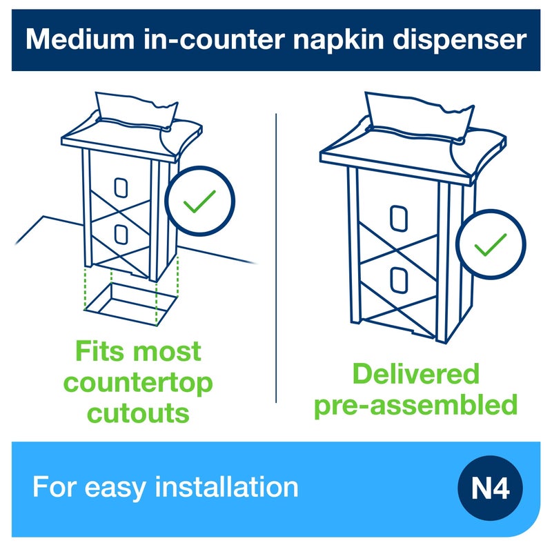 Tork Xpressnap In-Counter Napkin Dispenser Black N4, Signature Range, 13.5" x 9.9" x 7", 6032120 - Image 4